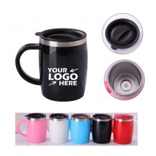 15 oz Handle Plastic Stainless Steel Travel Mug 